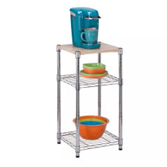 Mesa de apoyo 35x35x70 cm Acero Cromado Cubierta MDF 0