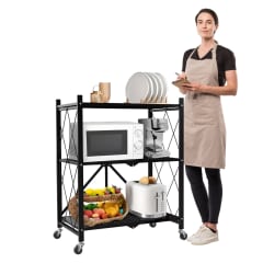 Estante Plegable de Acero con Ruedas. 3 bandejas