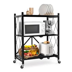 Estante Plegable de Acero con Ruedas. 3 bandejas