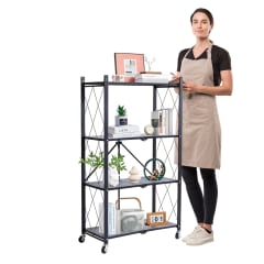 Estante Plegable de Acero con Ruedas. 4 bandejas.