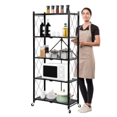 Estante Plegable de Acero con Ruedas. 5 bandejas