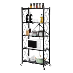 Estante Plegable de Acero con Ruedas. 5 bandejas