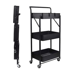 Carro Multiuso Plegable de Acero Negro 45x30x88 cm.