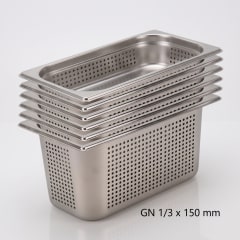 Pack 6 Depositos Gastro GN 1/3x 150 mm Acero Inox PERFORADO 0