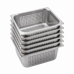 Pack 6 Depositos Gastro GN 1/2 x 150 mm Acero Inox PERFORADO 0