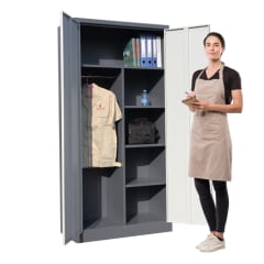 Armario de Acero 90x40x185 cm. 6 Espacios. 2 Cuerpos 2 Puertas