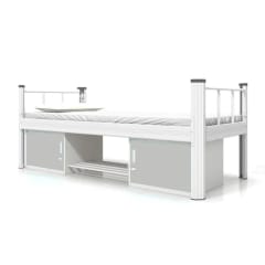 Cama una Plaza Acero 90x200 cm Blanco con Muebles Inferiores 0