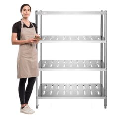 Estante 4 Bandejas Perforadas 100x50x155 cm. Acero Inox