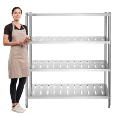 Estante 4 Bandejas Perforadas 150x50x155 cm. Acero Inox