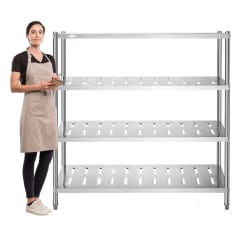 Estante 4 Bandejas Perforadas 180x50x155 cm. Acero Inox