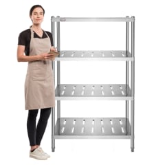 Estante 4 Bandejas Perforadas 90x50x155 cm. Acero Inox