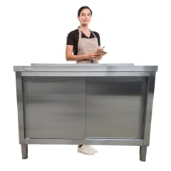 Mesón Mural Cerrado Acero Inoxidable 120x60 cm