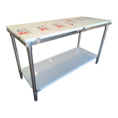 Meson de Corte de Acero Inoxidable 150x60 cm. Cubierta Plastica de 25 mm. 0