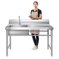 Lavafondos Acero Inox. 120x60x90 cm. Secador derecho