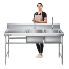 Lavafondos Doble Acero Inox. 150x60x90 cm. Secador izquierdo 0