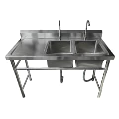 Lavafondos Doble Acero Inox. 150x60x90 cm. Secador izquierdo