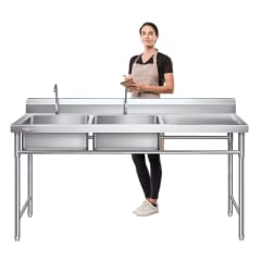 Lavafondos Doble Acero Inox. 175x60x90 cm. Secador derecho 0
