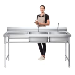 Lavafondos Doble Acero Inox. 175x60x90 cm. Secador izquierdo 0