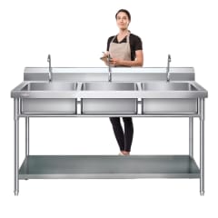 Lavafondos Triple Acero Inox. 150x60x90 cm.