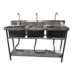 Lavafondos Triple Acero Inox. 180x60x90 cm.