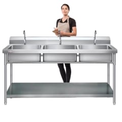 Lavafondos Triple Acero Inox. 180x60x90 cm.