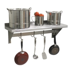 Repisa Mural 90x30 cm Acero Inoxidable con Colgador de Ollas 1