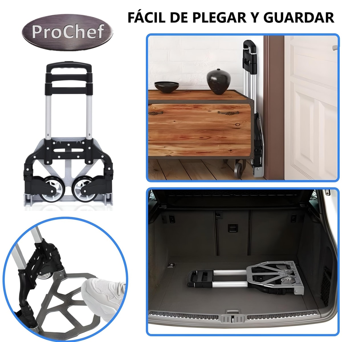 Carro Transportador Tipo Yegua Plegable Aluminio 70 Kg.7