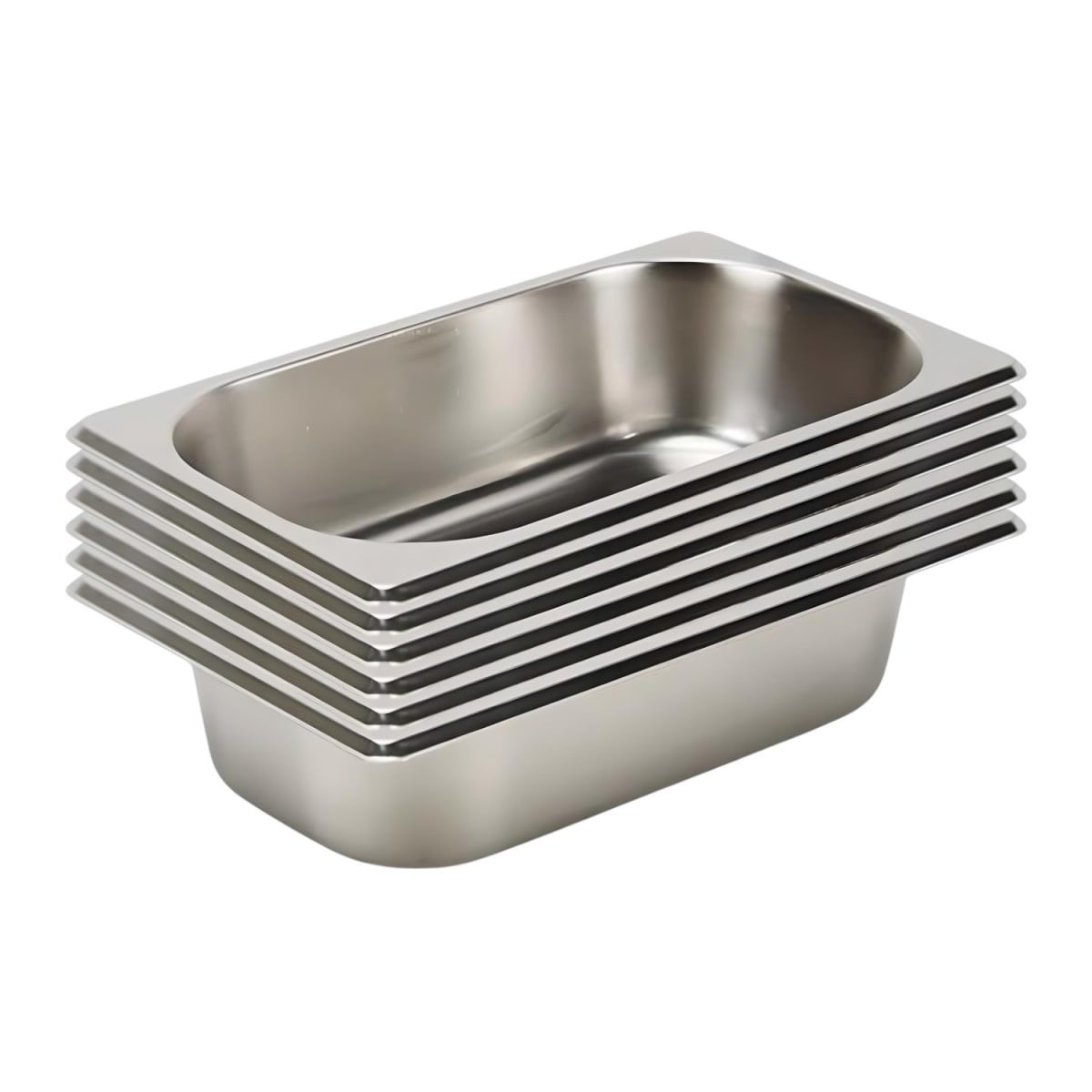 Pack 6 Depositos Gastro GN 1/4 x 65 mm Acero Inox3