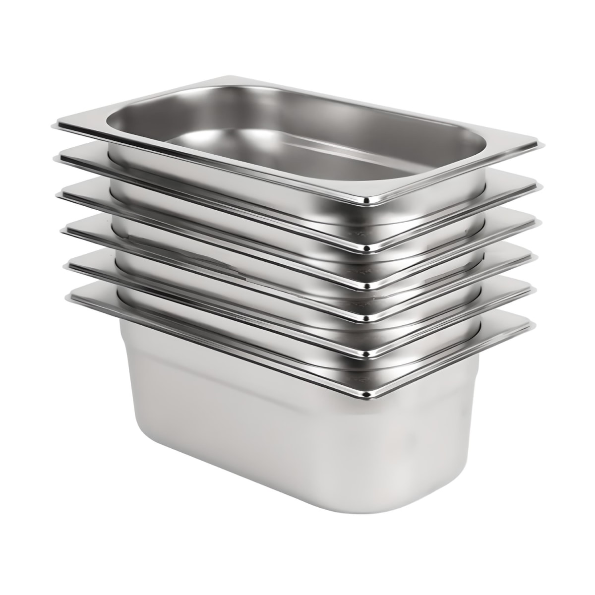Pack 6 Depositos Gastro GN 1/4 x 100 mm Acero Inox3