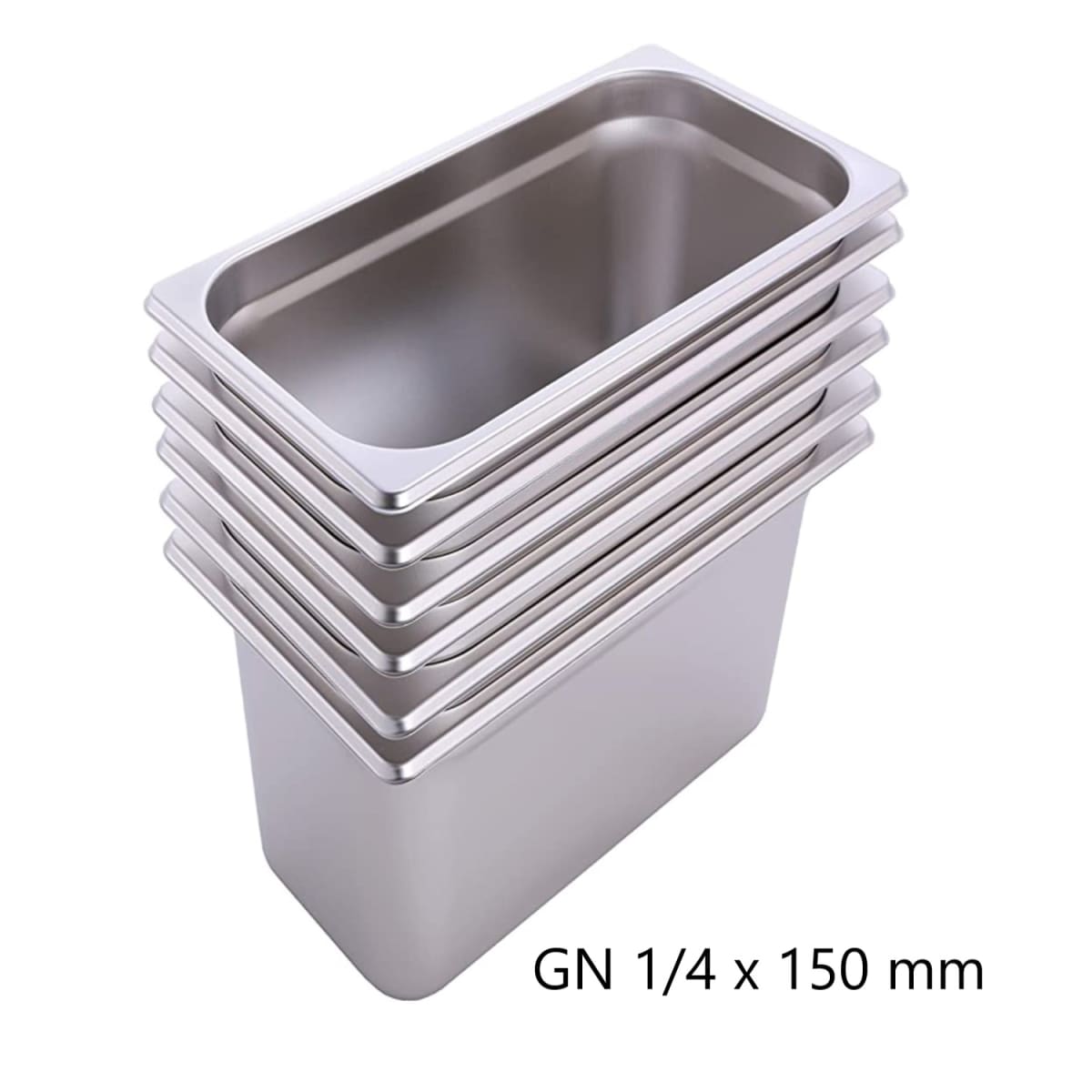 Pack 6 Depositos Gastro GN 1/4 x 150 mm Acero Inox1