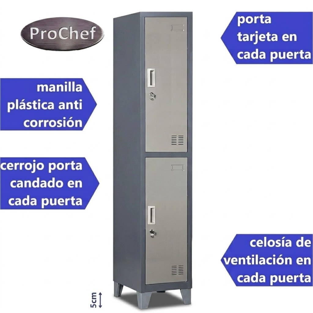 Locker casillero metálico 1 cuerpo 2 puertas con patas3
