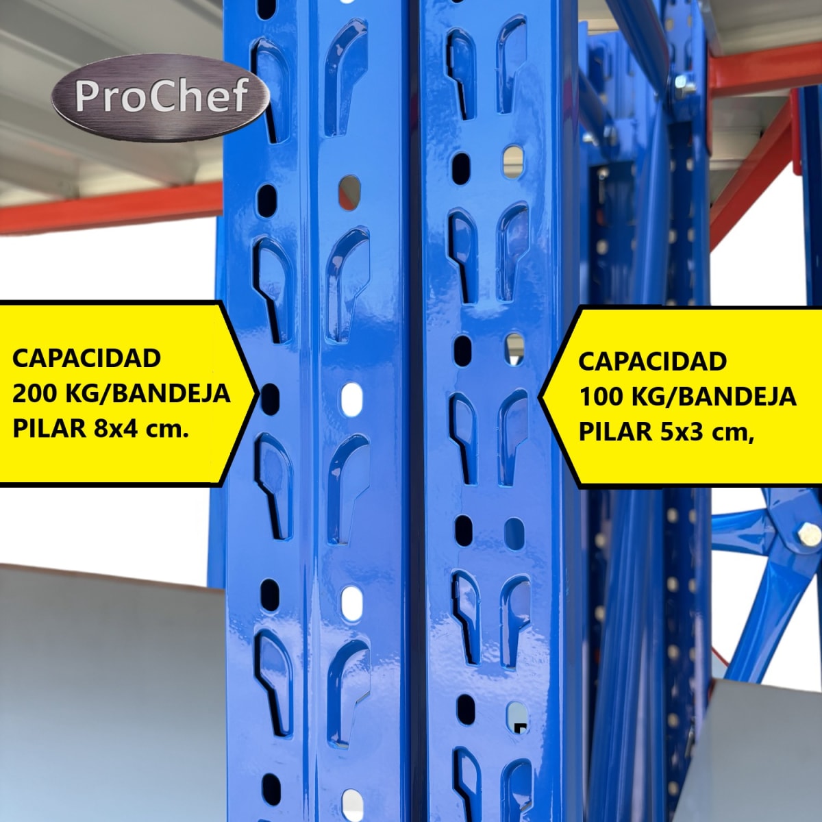 Rack 150x50x200 cm. 800 Kgs Azul Naranjo Gris7
