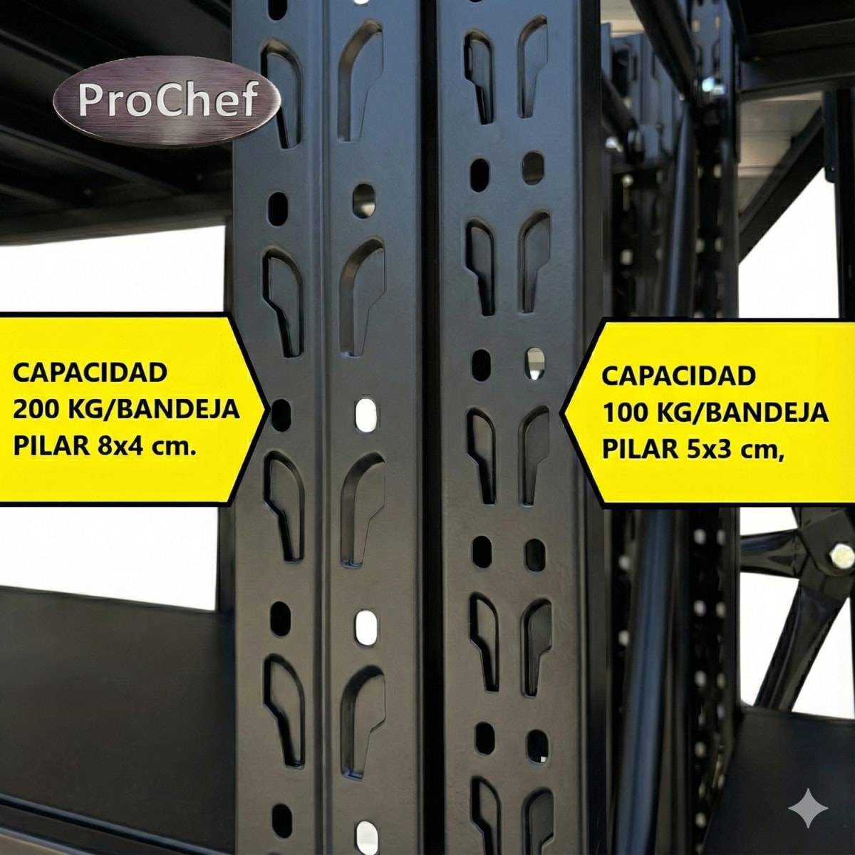 Rack 150x50x200 cm. 800 Kgs Negro9
