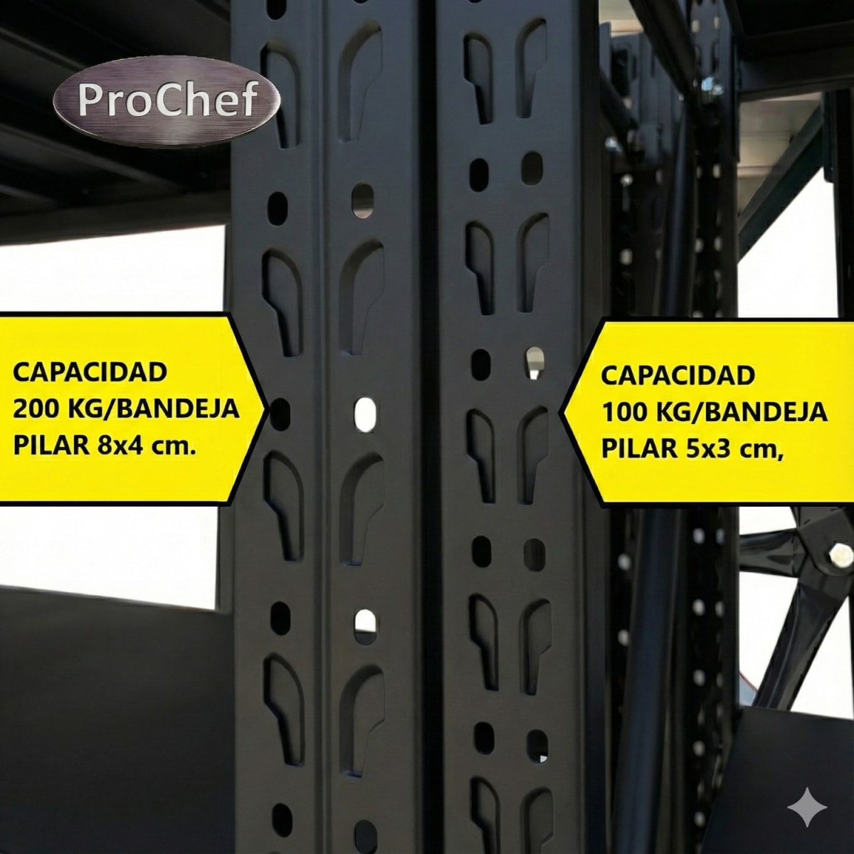 Rack 200x60x200 cm. 800 Kgs Negro8