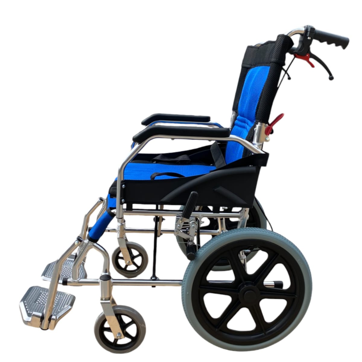 Silla de Ruedas Aluminio Ultra Liviano Aro 16-Azul2