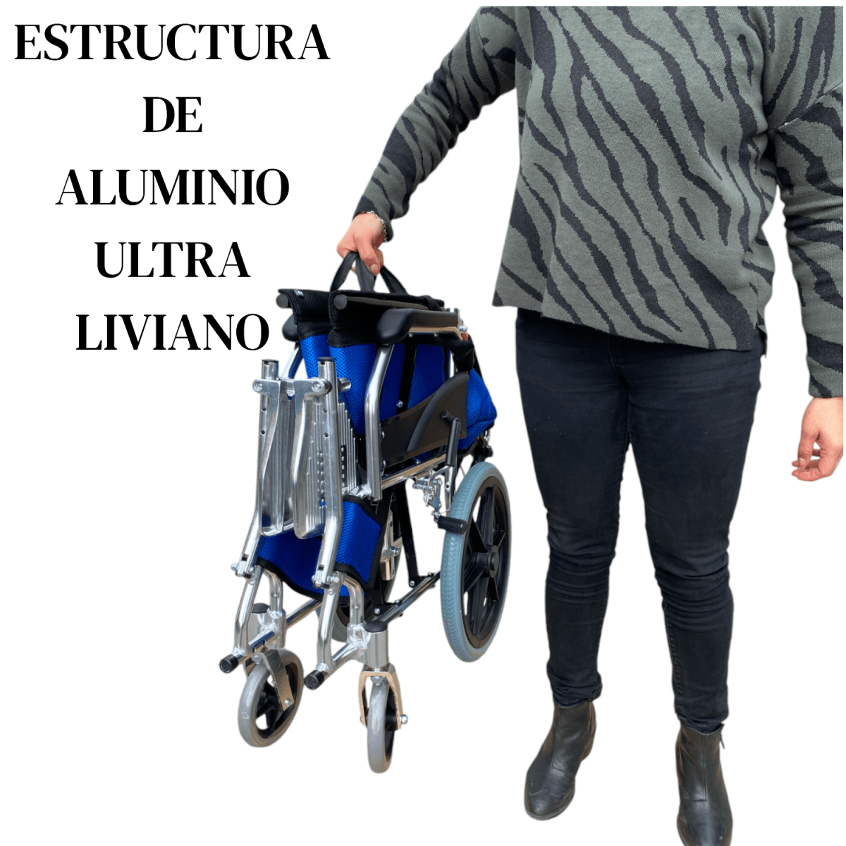 Silla de Ruedas Aluminio Ultra Liviano Aro 16-Azul3