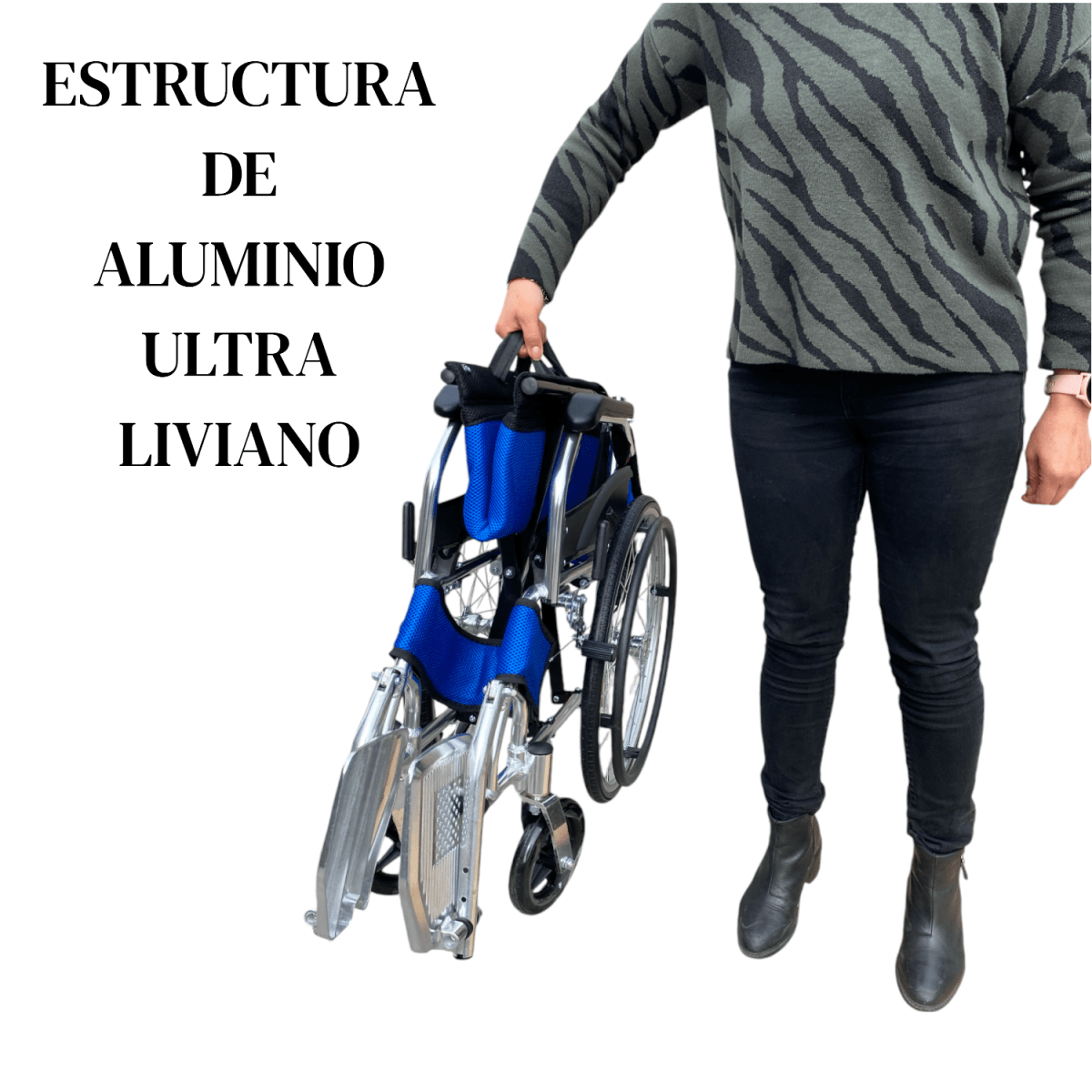 Silla de Ruedas Aluminio Ultra Liviano Aro 20-Azul3