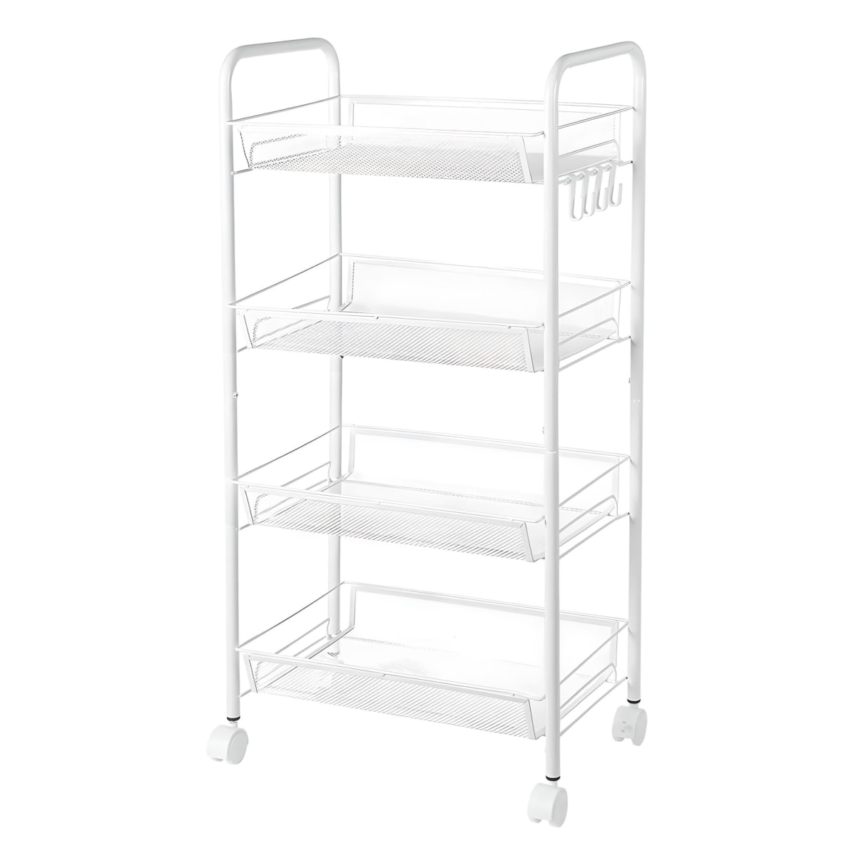 Carro Organizador Multiuso Acero Blanco 4 Bandejas Removibles3