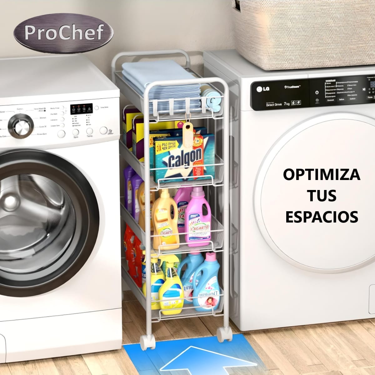 Carro Organizador Multiuso Acero Blanco 4 Bandejas Removibles7