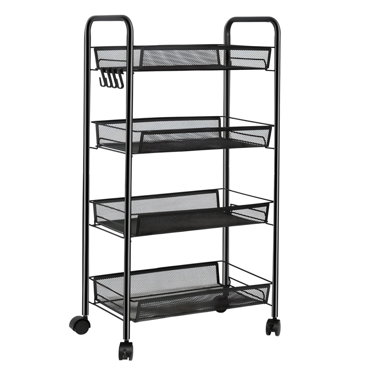 Carro Organizador Multiuso Acero Negro 4 Bandejas Removibles2