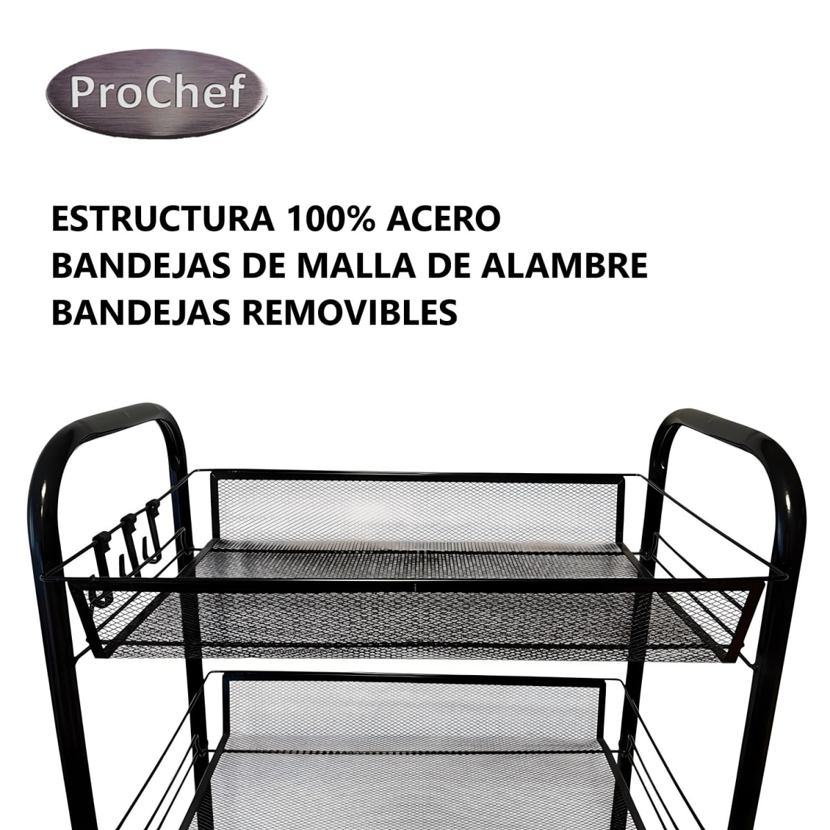 Carro Organizador Multiuso Acero Negro 4 Bandejas Removibles6