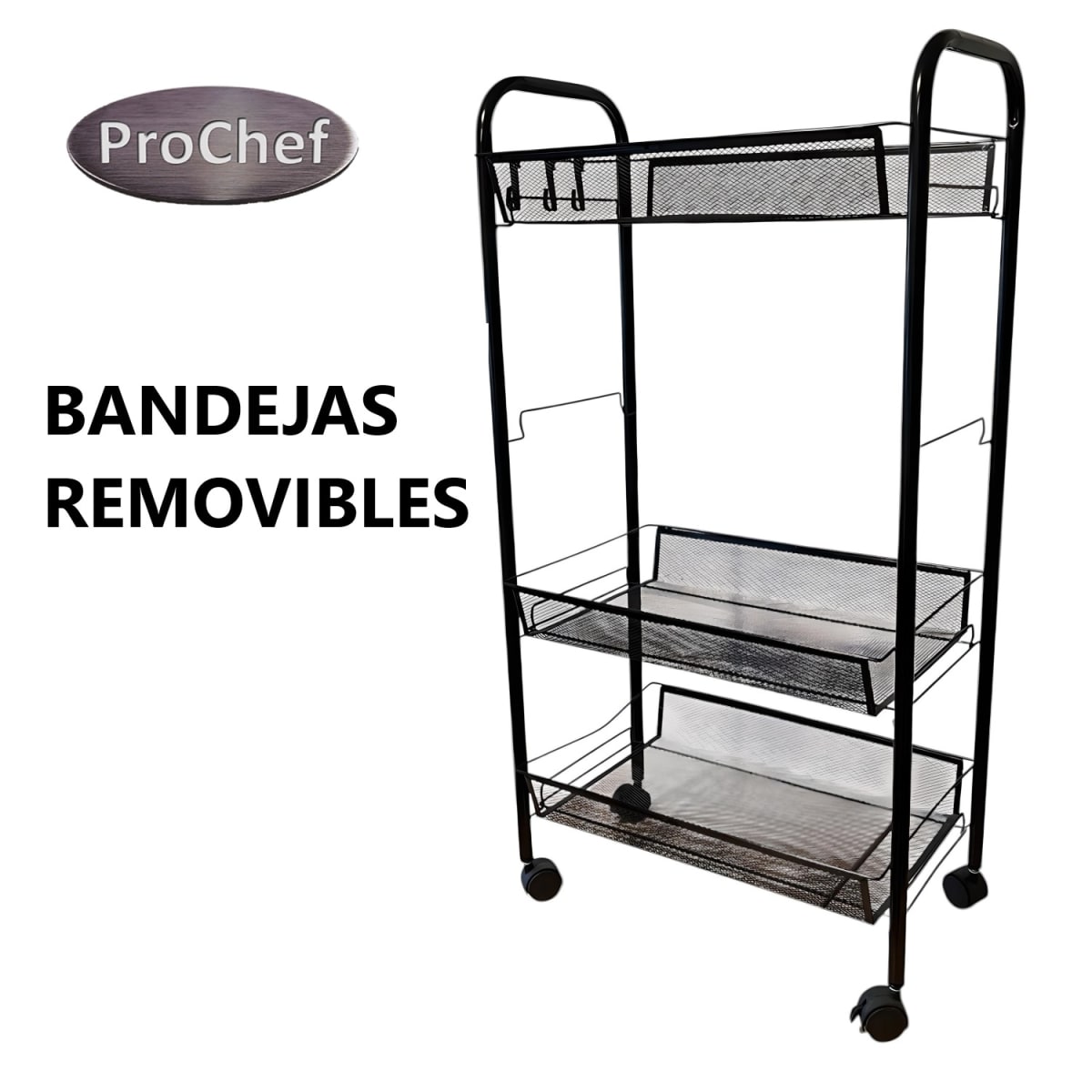 Carro Organizador Multiuso Acero Negro 4 Bandejas Removibles5