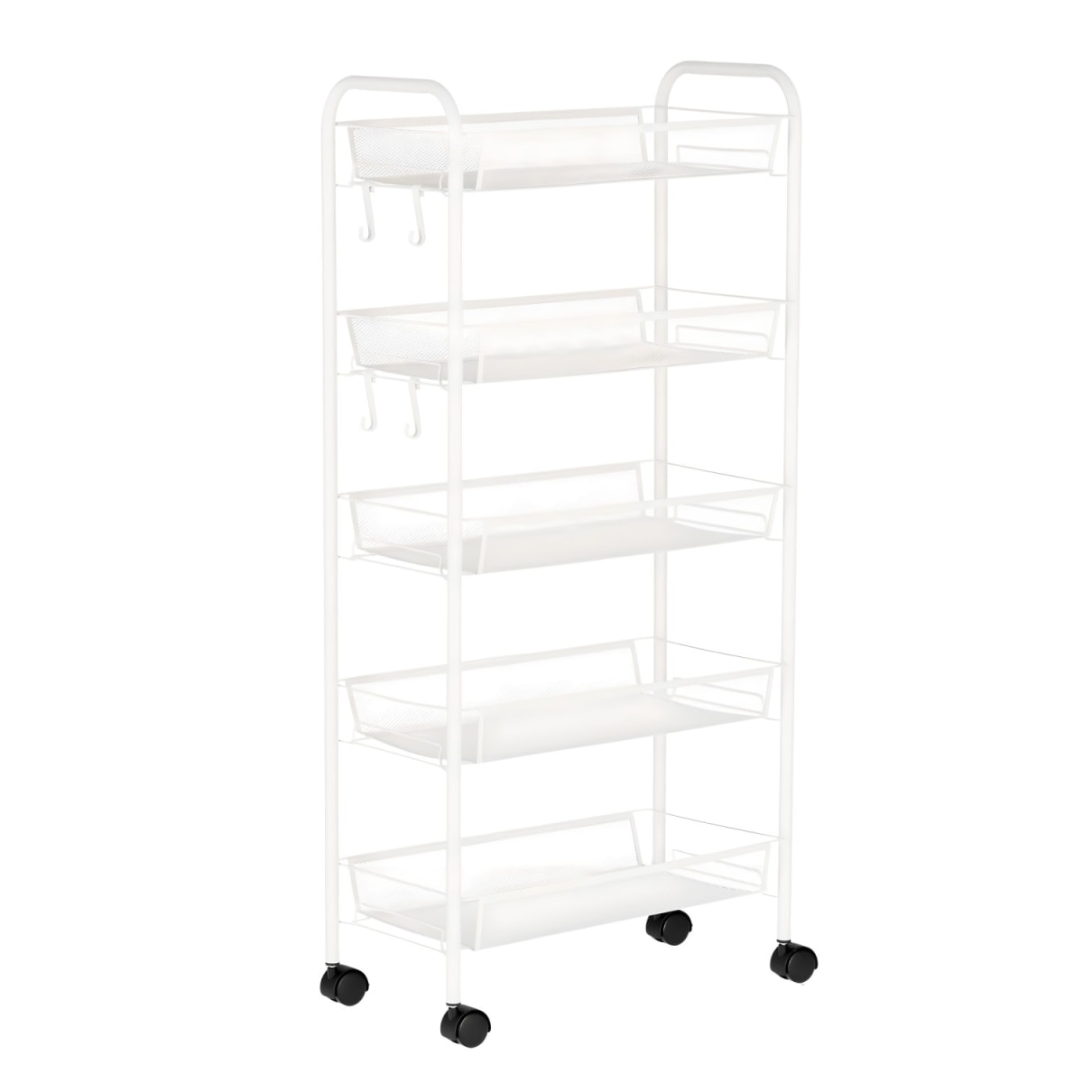Carro Organizador Multiuso Acero Blanco 5 Bandejas Removibles3