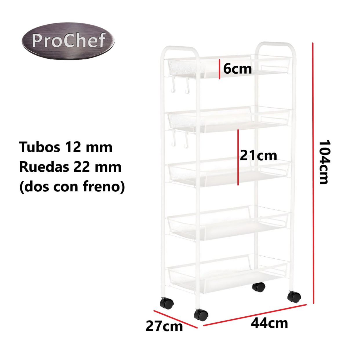 Carro Organizador Multiuso Acero Negro 5 Bandejas Removibles8