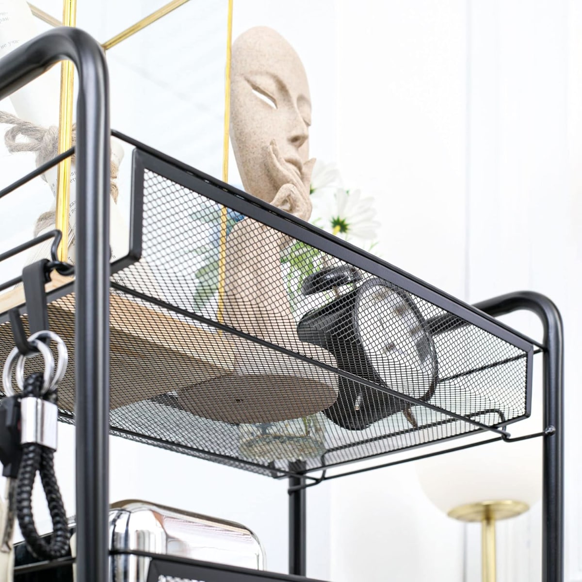 Carro Organizador Multiuso Acero Negro 5 Bandejas Removibles7