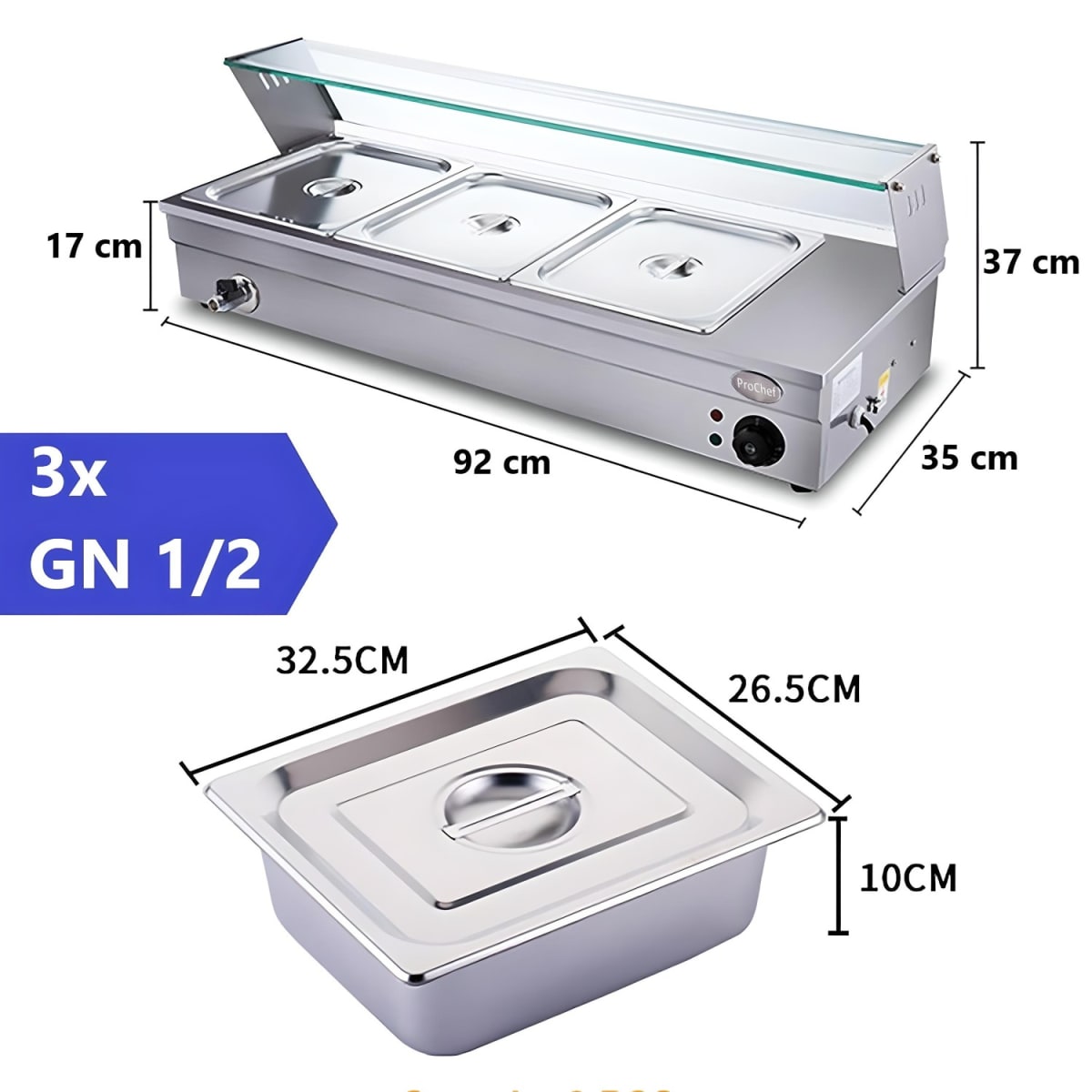 Vitrina de Calor Baño Maria Sobremesa 3 x GN 1/24