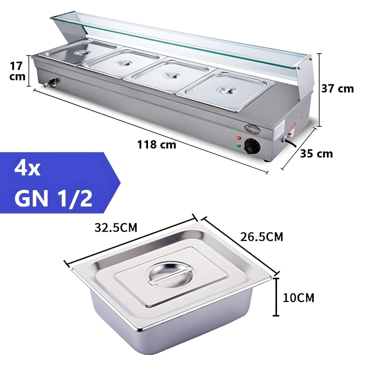 Vitrina de Calor Baño Maria Sobremesa 4 x GN 1/25