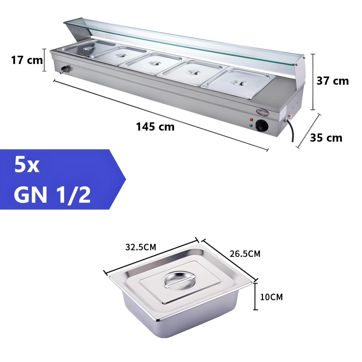 Vitrina de Calor Baño Maria Sobremesa 5 x GN 1/25