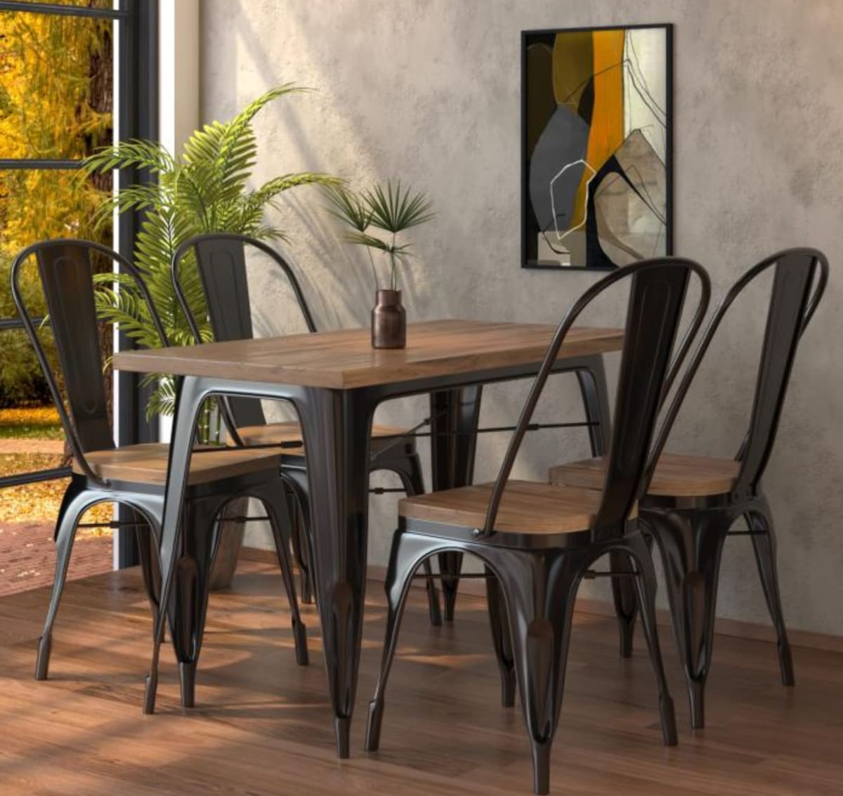 Silla Tolix Negro Asiento de Madera. Sin Caja8