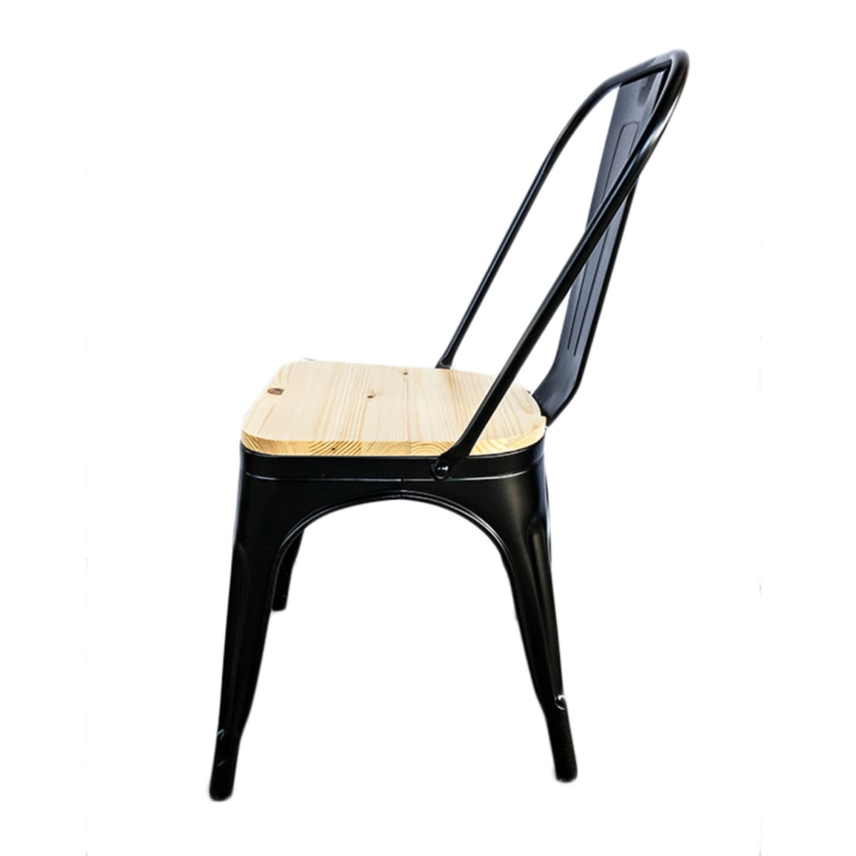 Silla Tolix Negro Asiento de Madera. Sin Caja7